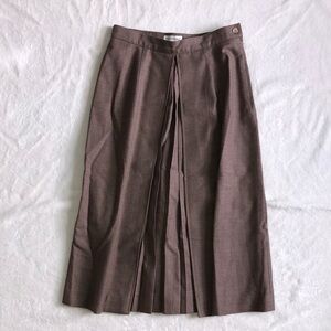 Chocolate Brown Wool Pleated Aline Skirt